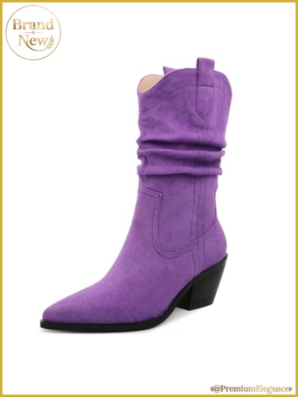 Western Cowboy Boots Faux Suede Slouchy Mid Calf Womens
